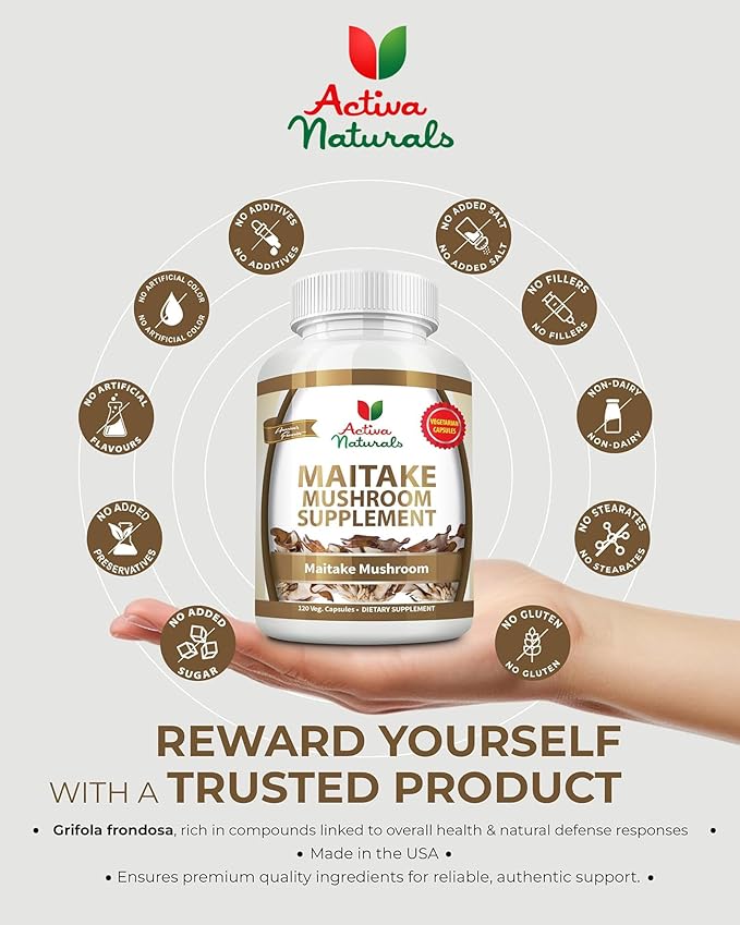Maitake Mushroom Supplement - 1500mg 120 Vegetarian Capsules with Grifola Frondosa Mushrooms Extract  No Fillers Additives or Artificial Colors Herbal Supplement for Energy &amp Vitality