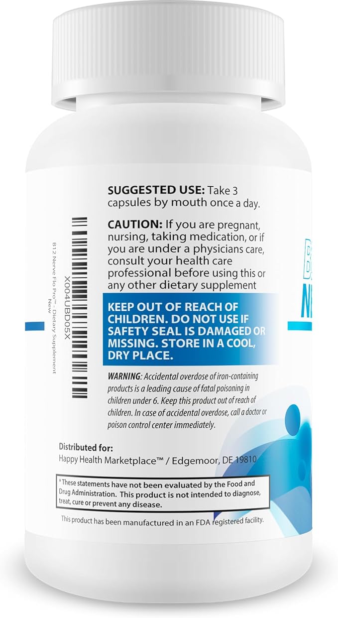 B12 Nerve Flo Pro - Our Best B12 Neuropathy Supplement - Nerve Damage Vitamins - Vitamin B12 Nerve Support Supplement - Magnesium for Muscles And Nerves - Repair Nerve Flow Okinawa Capsaicin Cayenne