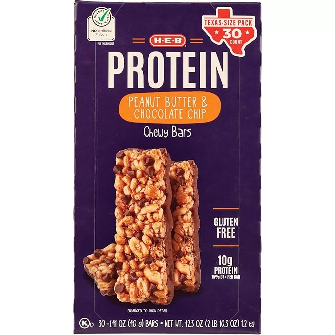 H‑E‑B Select Ingredients Protein Peanut Butter &amp Chocolate Chewy Bars Value Pack 30 Bars