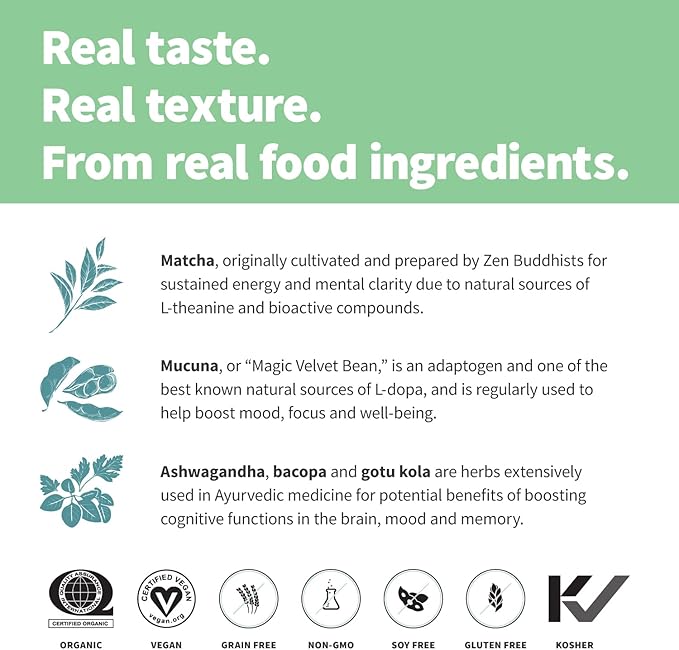 Sprout Living Epic Protein Plant Based Protein &amp Superfoods Powder Mindful Matcha | 17 Grams Organic Protein Powder Vegan Non-GMO Gluten Free Adaptogens + Nootropics (1 Pound 12 Servings)