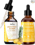 Heivy Liquid Vitamin D Drops Pineapple Flavour Vitamin D3 100 mcg (4000 IU) Per Serving Bone &amp Immune Support Vegan Gluten-Free Non-GMO 2 Fl Oz/60ml (Pack of 2)