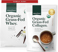 Natural Force Grass Fed Organic Whey Protein Powder Vanilla Flavor 5 lb Organic Clean Collagen Peptides Powder Unflavored 10.7oz