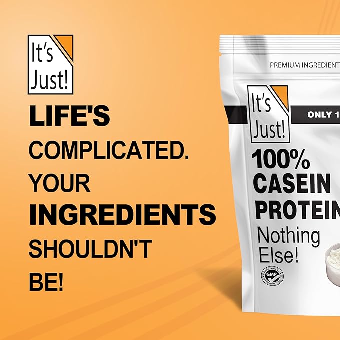 It's Just! - 100% Casein Protein Powder Made in USA One Ingredient Slow Burning Time Release 6.9g BCAAs 1g Carb Non-GMO (Unflavored 3lbs/48oz)