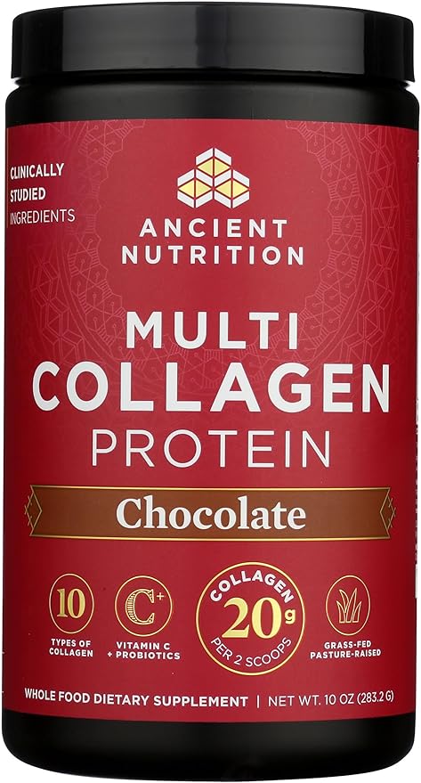 Ancient Nutrition Collagen Peptides Powder Multi Collagen Protein Women &amp Men Vitamin C Probiotics Hydrolyzed Collagen Supports Skin Joints Gut Health Chocolate 24 Servings