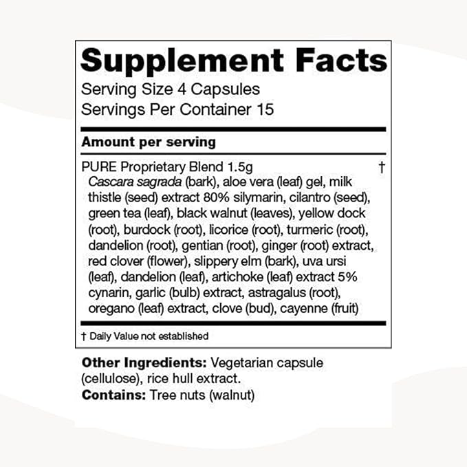 PURE Cleanse Capsules | Gentle Digestive Support for Women | Plant-Based Vegan &amp Non-GMO Formula | Supports Gut Health &amp Digestive Comfort | Clean Wellness Supplement | 60 Capsules (Pack of
