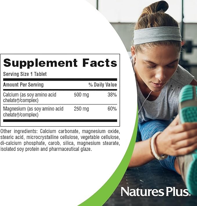 NaturesPlus Cal/Mag - 90 Vegetarian Tablets - 500 mg Calcium &amp 250 mg Magnesium - 90 Servings