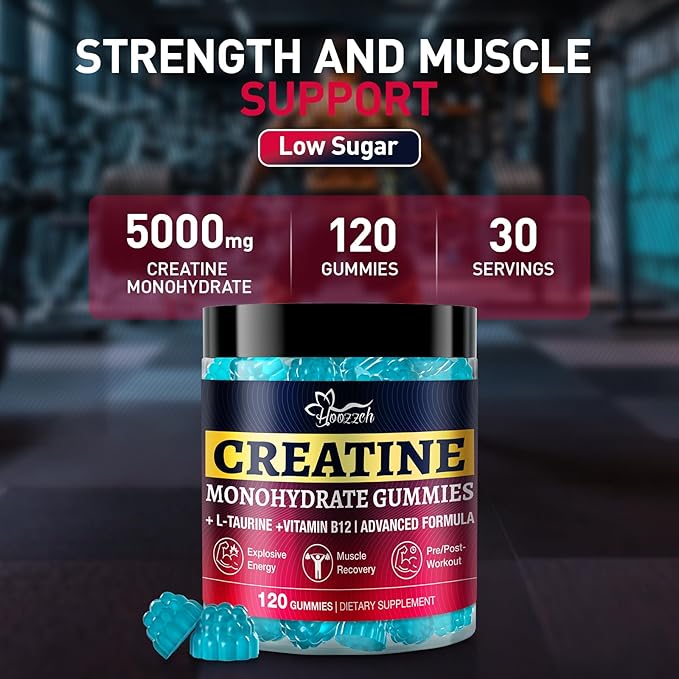 Creatine Gummies for Men &amp Women Blueberry Creatine Monohydrate Gummies Gluten Free Vegan Friendly 120 Count