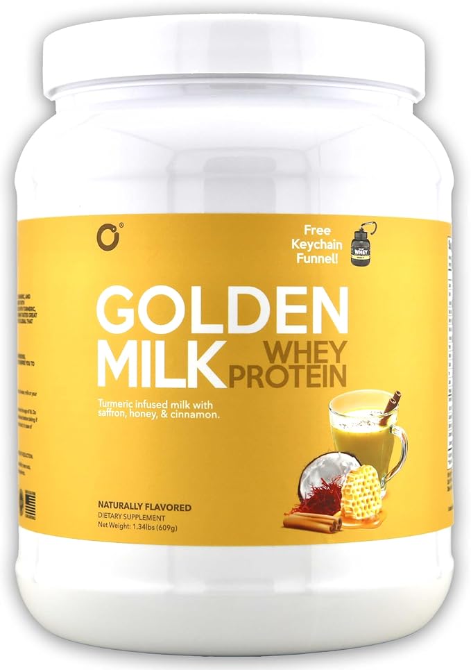 ONMYWHEY Golden Milk Whey Protein Powder – Turmeric Saffron &amp Cinnamon Infused Naturally Flavored 20 Servings