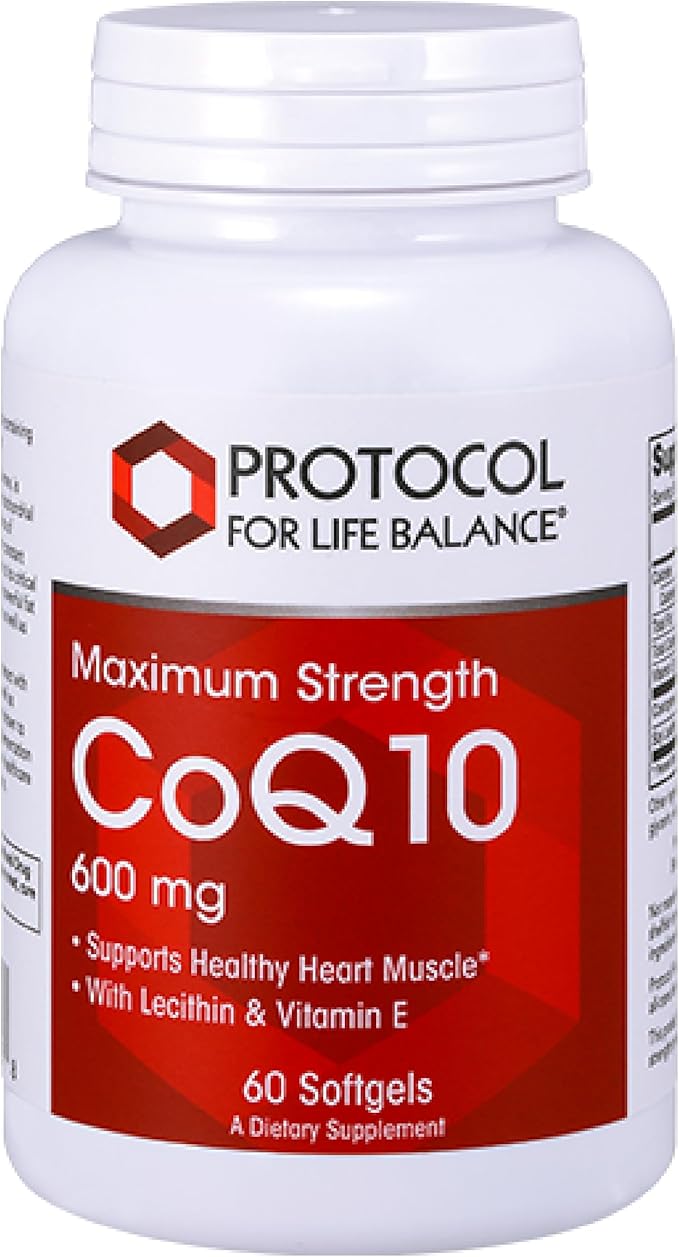PROTOCOL FOR LIFE BALANCE CoQ10 600mg - with Vitamin E &amp Soy Lecithin - CoQ10 Supplement - Halal &amp Egg Free - 60 Softgels