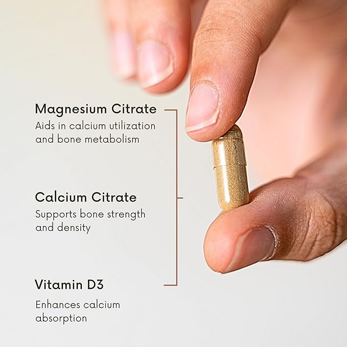 Bone Density - Bone Strength Organic Calcium with Magnesium Vitamin D3 clinically Proven Ingredients for Bone Health Gluten Free Easy to Swallow - 60 Count