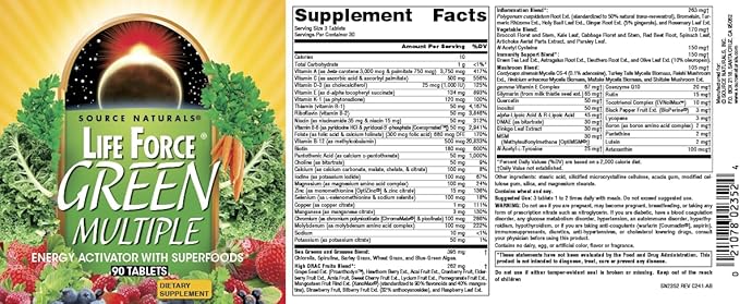 Source Naturals Life Force Green Multiple Energy Activator with Superfoods* - 90 Tablets