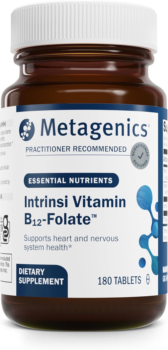 Metagenics Intrinsi Vitamin B12-Folate - with Methylcobalamin L-5-MTHF &amp Intrinsic Factor - Supports Energy Metabolism Nervous System &amp Heart Health - Non-GMO &amp Gluten-Free - 180 Tablets