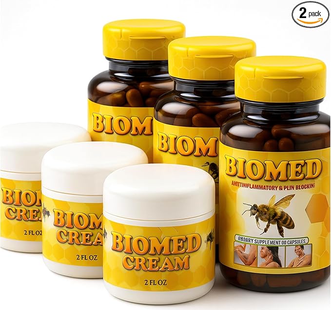 New Biomed Joint Support - Glucosamine Chondroitin - with Boswellia Turmeric &amp Hyaluronic Acid - Joint Health Supplement Mobility Flexibility 60 Capsules 1 Bottle &amp 2 oz bio med Cream (3)