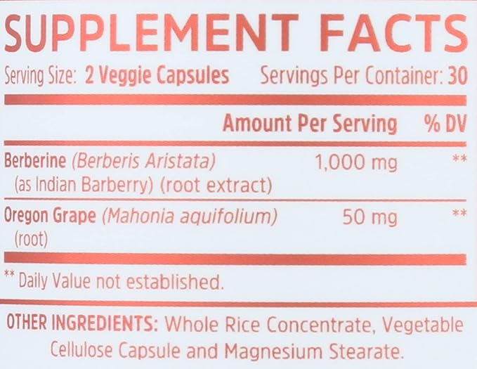 Zhou Nutrition Oregon Grape Berberine 60 Count 60 Ct