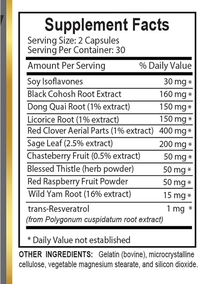 Female Energy &amp Desire Support – Herbal Capsules with Black Cohosh &amp Chasteberry – Women’s Balance Support – 1 Bottles 60 Capsules