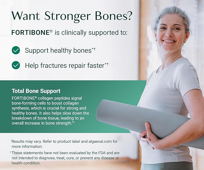 ALGAECAL Collagen - 4 Clinically-Supported Peptides VERISOL® FORTIGEL® UC-II® FORTIBONE® Anti-Aging Hydrolyzed Collagen Powder 60 Servings Made in USA