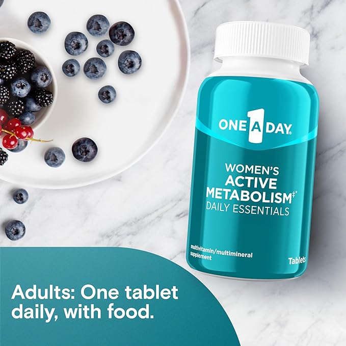 One A Day Women's Active Metabolism Daily Essential Multivitamin for Women Metabolism Support Vitamins for Women with All 8 B-Vitamins Vitamin D Magnesium &amp More120 Count