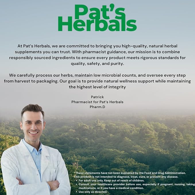 Pat's Herbals Ashwagandha Capsules | 180 Count | 600mg Pure Ashwagandha Root | Vegan &amp Non-GMO | USA Grown