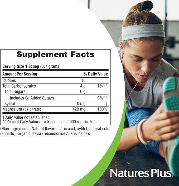 NaturesPlus KalmAssure Magnesium Powder - 1.15 lb Pack of 2 - Orange Flavor - Supports Nerve and Muscle Relaxation - Non-GMO Gluten Free Vegan - 120 Total Servings