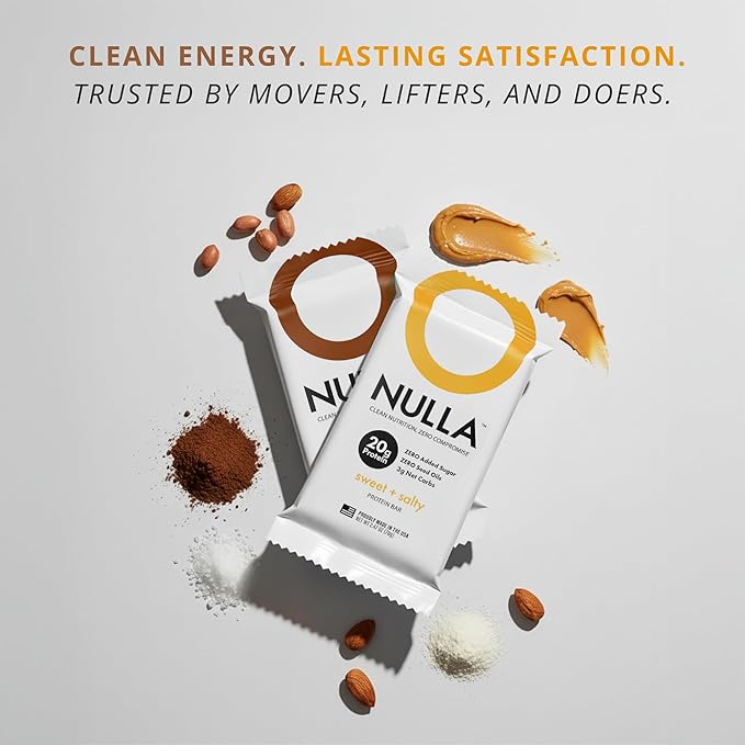 Nulla Bar 12 Count Box NO SEED OILS 20 grams Protein 2-3g Net Carbs (Double Chocolate)