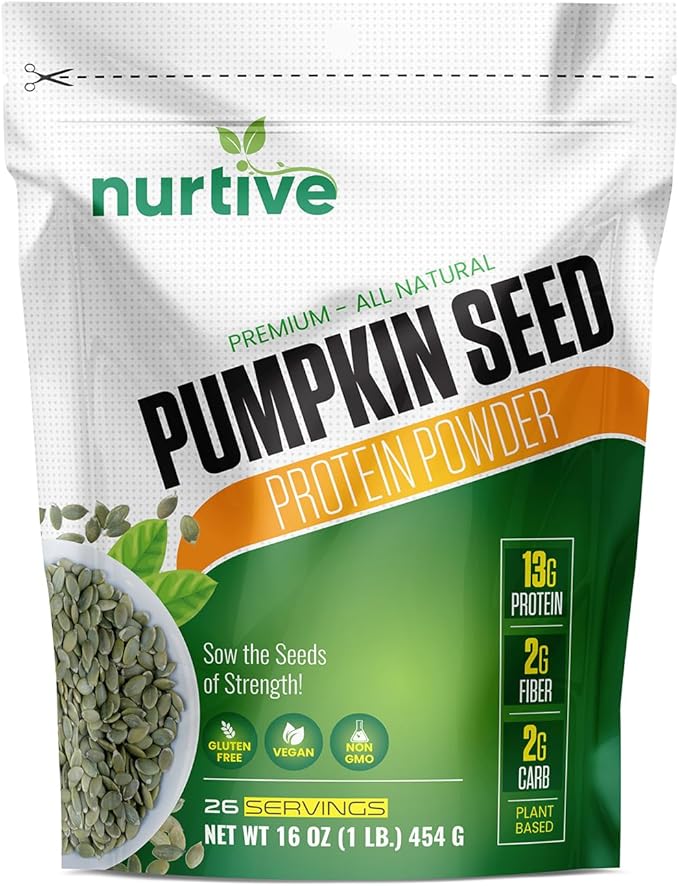 Pumpkin Seed Protein Powder - Packed with Essential Nutrients Fiber &amp Amino Acid - Plant Based Gluten Free Non- GMO- Ideal for Smoothies Baking and Cooking - 26 Servings (16 oz / 454g)