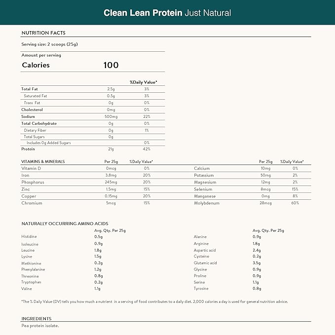 Nuzest - Pea Protein Powder - Clean Lean Protein Premium Vegan Plant Based Protein Powder Dairy Free Gluten Free GMO Free Protein Shake Just Natural (UNFLAVORED) 20 Servings 1.1 lb