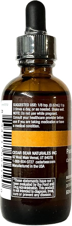 Cedar Bear Passionflower Leaf (Passiflora incarnata) for Stress Nervous System &amp Sleep Support 2 Fl Oz