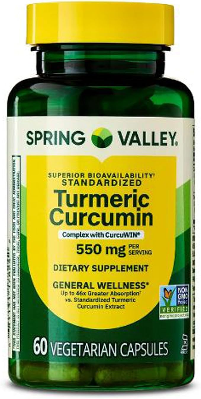 Turmeric Curcumin Complex with CurcuWIN General Wellness Dietary Supplement Vegetarian Capsules 550 mg 60 Count