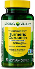 Turmeric Curcumin Complex with CurcuWIN General Wellness Dietary Supplement Vegetarian Capsules 550 mg 60 Count