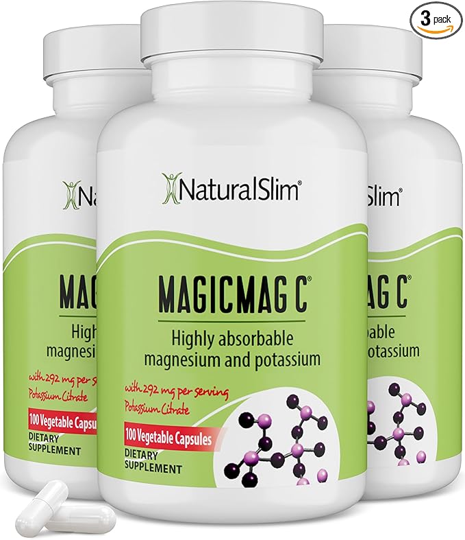 MagicMag C by NaturalSlim Magnesium Citrate Capsules for Muscle Relaxation Sleep Quality Nerve Function &amp Electrolyte Support Daily Magnesium Supplement for Men and Women 100 Capsules