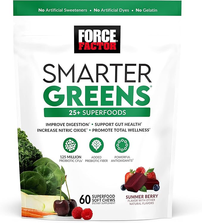 Force Factor Better Turmeric Joint Support with HydroCurc Turmeric Curcumin 120 Soft Chews and Smarter Greens Superfood Chews with 25+ Superfoods 60 Soft Chews