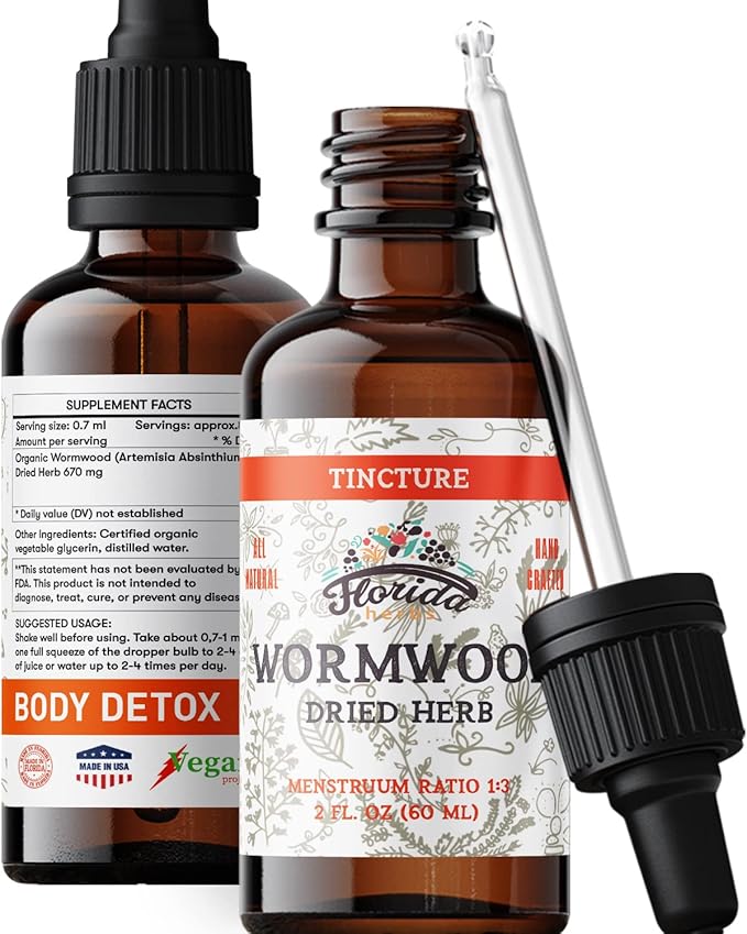 Wormwood Organic Tincture - Natural Intestinal Cleanse and Digestive Cleanse Supplement - Wormwood Herb Extract for Detox - Made in USA - 2 Fl Oz (Wormwood - 2 x 2 Fl Oz)