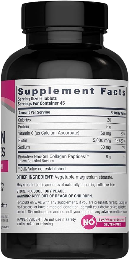 NeoCell Collagen Peptides Pills | 270 Caplets | with Vitamin C and Biotin | Grass Fed Bovine | Hair Skin &amp Nails | for Women and Men