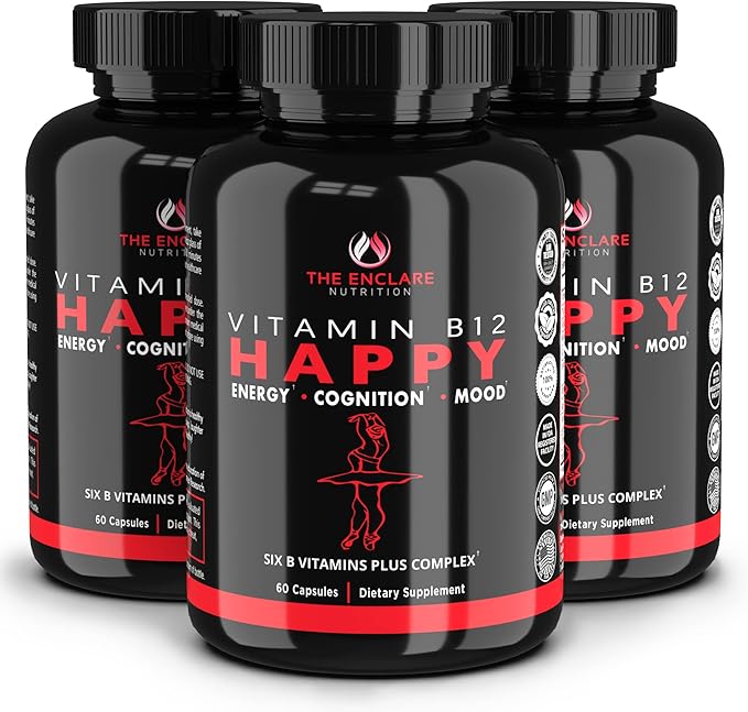 THE ENCLARE NUTRITION Vitamin B12 - B Complex Vitamins Supplement-Energy Metabolism Nervous System Support Brain Heart Tissue Health with Vitamin C &amp B(12 35678912) Vegan Max Strength