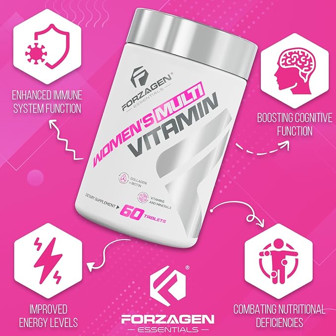 Forzagen Essentials Women's Multi Vitamin with Collagen and Biotin Complete Vitamin and Mineral Supplement 60 Tablets