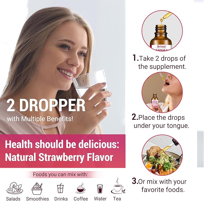 Cortisol Supplements Detox for Women - 20-in-1 Cortisol ReducerManagerLower w/AshwagandhaMagnesiumL-TheanineSaffronRhodiola for Hormone Balance/Sleep/Stress ReliefStrawberry Flavor