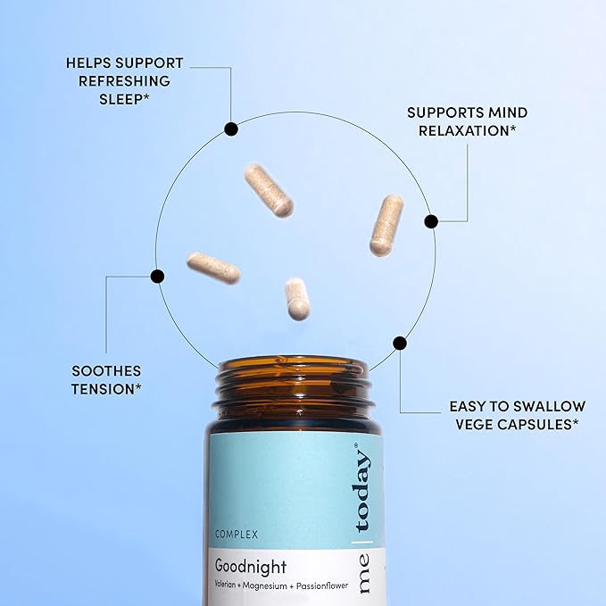 Me Today Goodnight Magnesium Sleep Aid Supplement –Supports Restful Sleep Calm &amp Relaxation – Vegan Magnesium for Muscle Relaxation &amp Calmness – 60 Servings