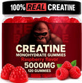 Creatine Monohydrate Gummies 5g Sugar Free Creatine with Vitamin B12 and L-Taurine | Muscle Growth for Men and Women | Low Calorie Formula 120 Gummies for 30 Servings Raspberry
