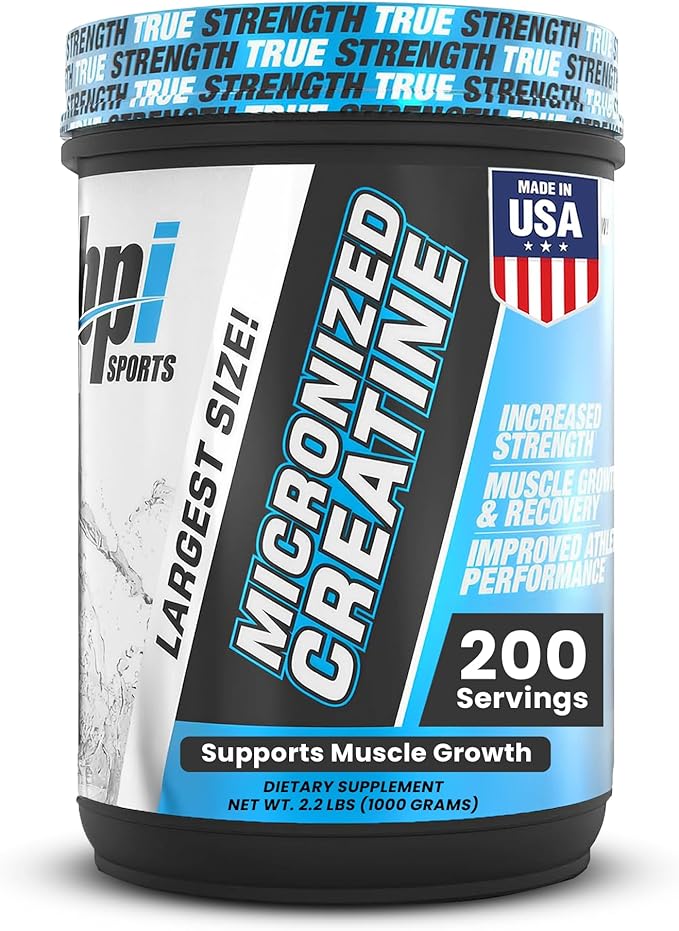 BPI Sports Micronized Creatine – Boost Strength Reduce Fatigue – Lean Muscle Support with Creatine Monohydrate – Unflavored Powder for Recovery Endurance and Performance (200 Servings)