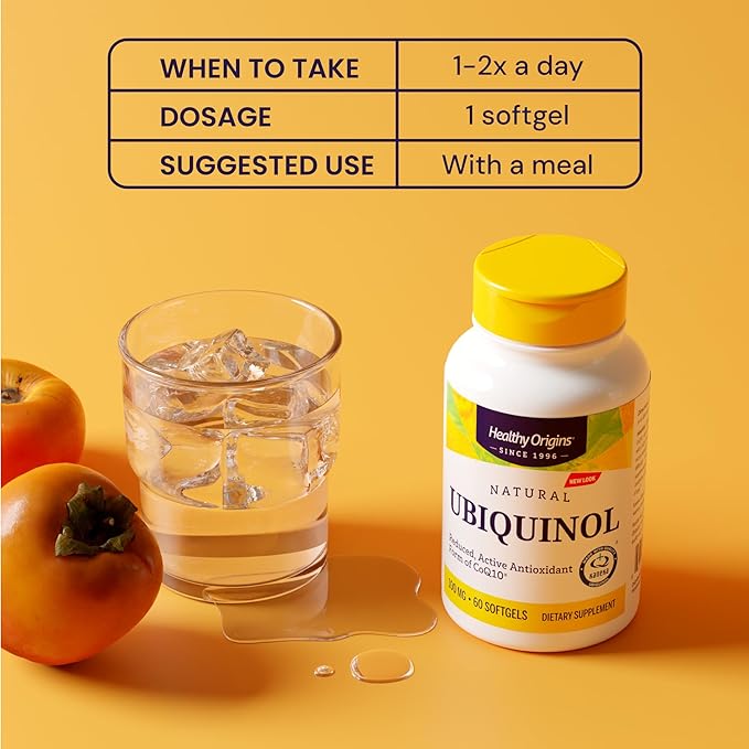 Healthy Origins Ubiquinol 100 mg (Kaneka QH Non-GMO Gluten Free Heart Support Energy Support) 60 Softgels