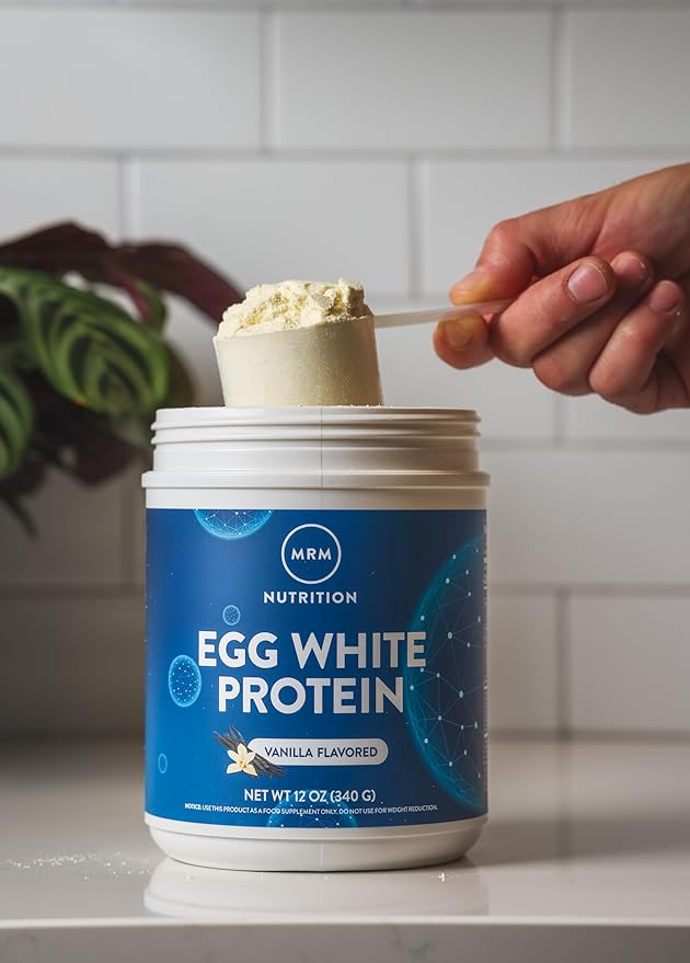 MRM Nutrition Egg White Protein - Sugar Free Vanilla Flavored Powder 23g Fat-Free Protein with Digestive Enzymes Free of Dairy Gluten and Soy High Biological Value - 10 Servings