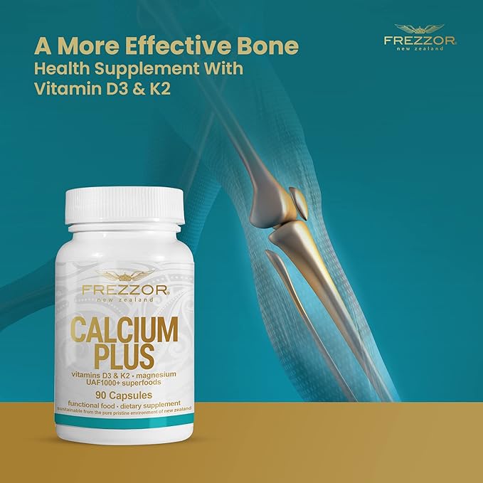 FREZZOR Calcium Plus with UAF1000+ Super Antioxidant for Bones Health &amp Bone Density Supports Healthy Body Weight Optimal Ratio of Essential Bone Building Minerals NZ Made 540 caps 6 Month Su