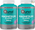 Qunol Magnesium Gummies for Adults Qunol 200mg Magnesium Citrate Gummies High Absorption Magnesium Supplement Supports Nerve Health Bone Health Muscle Health Vegetarian 60 Count Pack of 2