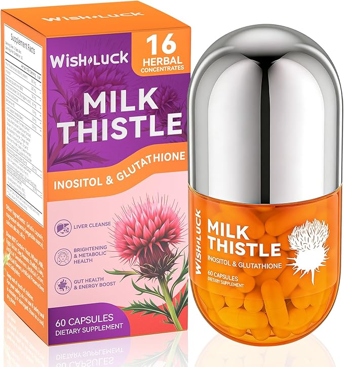 Liver Cleanse Detox for Women: Milk Thistle with Dandelion for Liver Support Inositol &amp Glutathione for Antioxidant Metabolic Health Non-GMO 60 Capsules