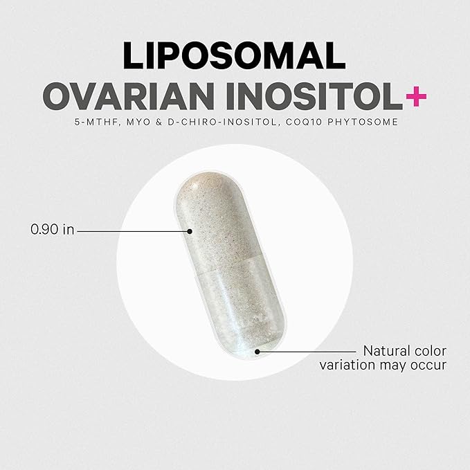 Codeage Liposomal Ovarian Inositol+ Supplement - Myo-Inositol &amp D-Chiro-Inositol 40:1 Blend Folate 5-MTHF CoQ10 Pomegranate &amp Wild Blueberry Liposomal Delivery Non-GMO Gluten-Free - 120