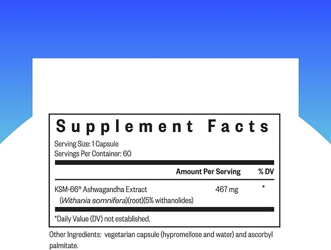 Seeking Health Ashwagandha - Adrenal Support Supplement with Powerful Adaptogen Formula - Support Immune Health &amp Concentration with Ashwagandha Supplement - 467 mg 60 Capsules