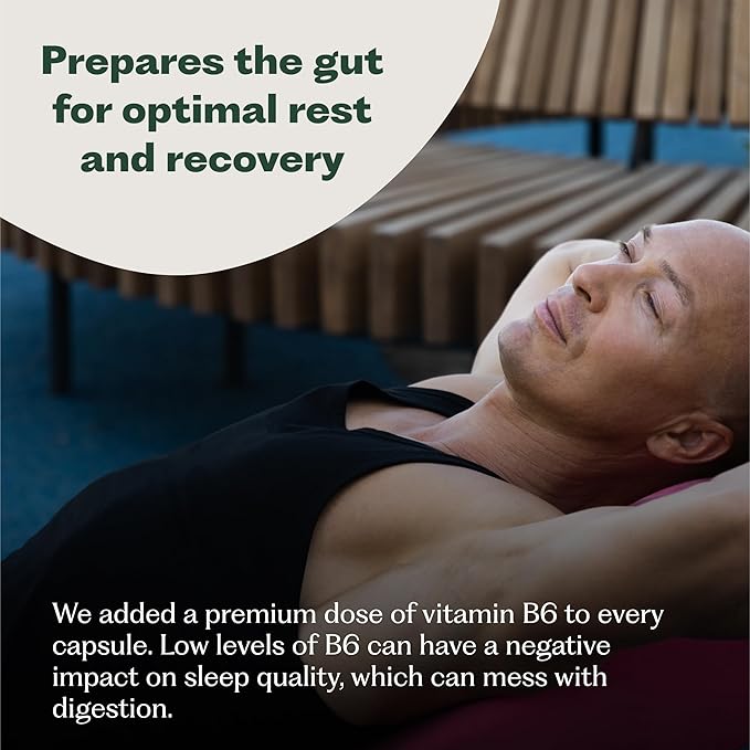 GutRhythm Nighttime Recovery Overnight Digestive &amp Sleep Aid Supplement with Vitamin B6 Melatonin Magnesium &amp Zinc | Supports Gut Health &amp Promotes Restful Sleep | Vegan 30 Servings