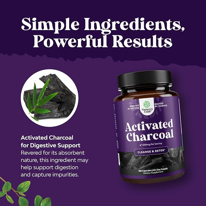 Bundle of Activated Charcoal Pills Detox &amp Cleanse - Purifying Coconut Capsules with 1200 mg Per Serving for Bloating Relief and Liver Support Milk Thistle Supplement for Liver Cleanse Detox &amp