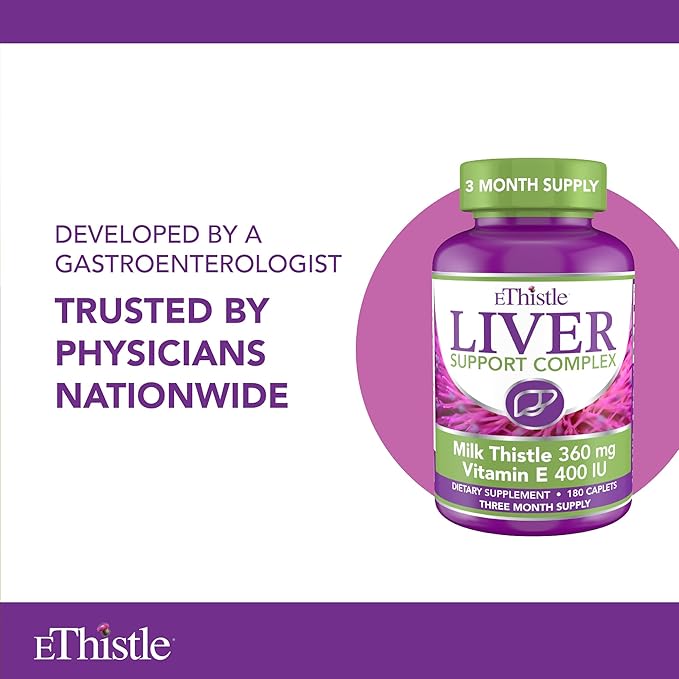 Liver Wellness Dietary Supplement Milk Thistle &amp Vitamin E Liver Health Formula Caplets 180 Count