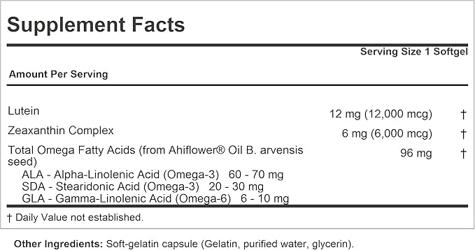ANDREW LESSMAN Maximum L+Z 30 Softgels - 12mg Lutein 6mg Zeaxanthin Key Nutrients to Support Eye and Brain Health and Promote Healthy Vision. No Additives. Easy to Swallow Softgels